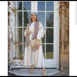 H&M x Lemlem Kaftan Dress Colorful Striped Lyocell